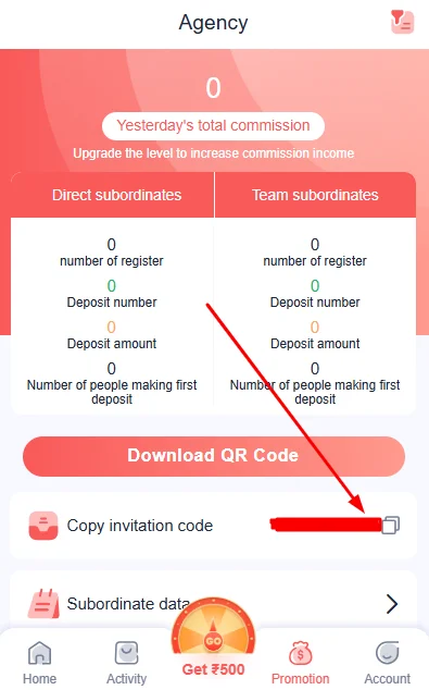 Daman game Refer and Earn program page